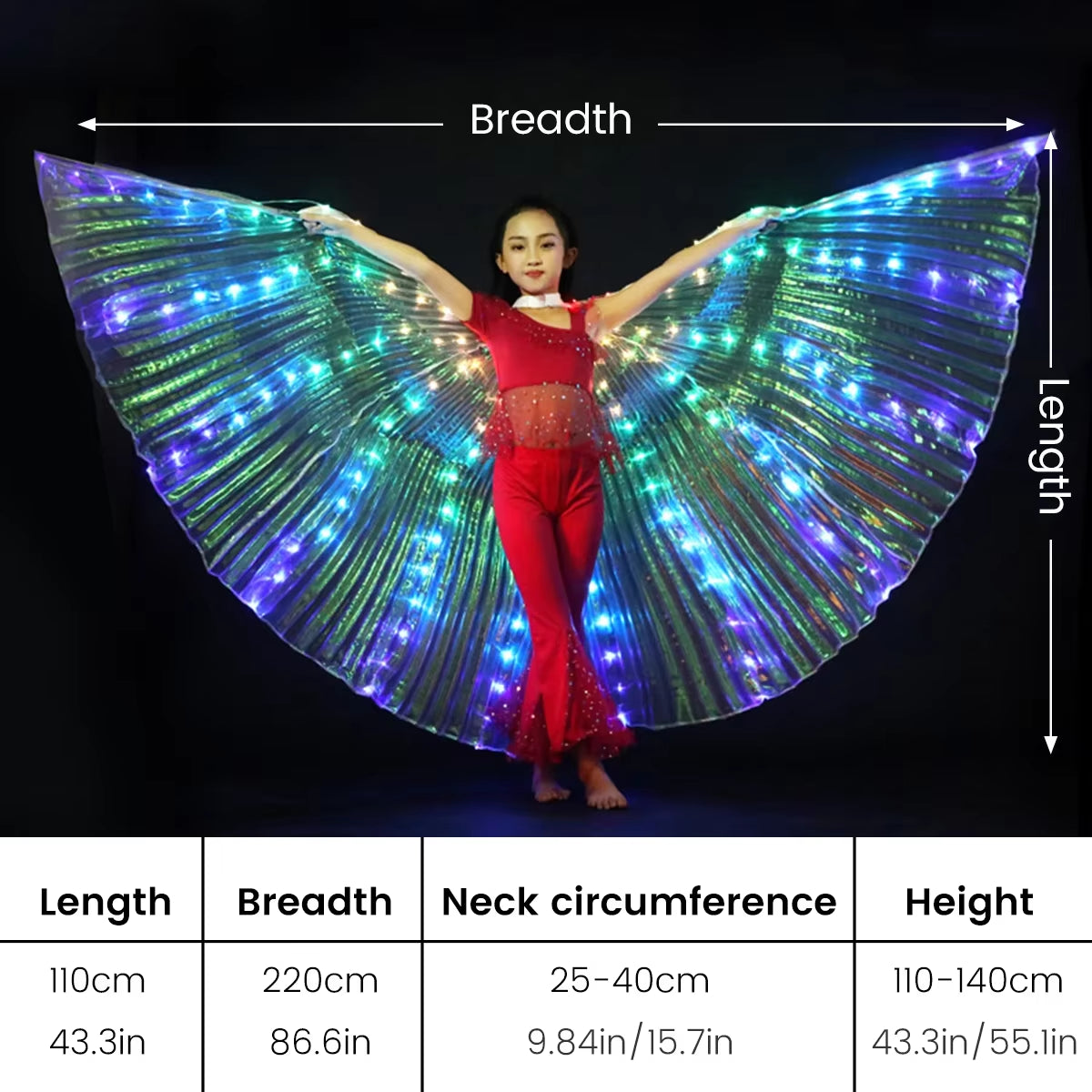 Belly Dance Isis Wings Led Isis Wings Belly Dance Accessory Wings Costume Butterfly Wings for Adult Kids Carnival Stage Party