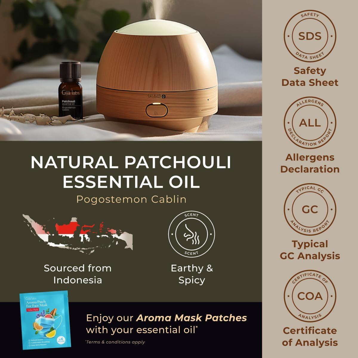 "Pure Patchouli Oil - Enhance Your Senses with 100% Natural Aromatherapy Oil for Diffusers, Skin, and Candle Making (0.34 Fl Oz)"